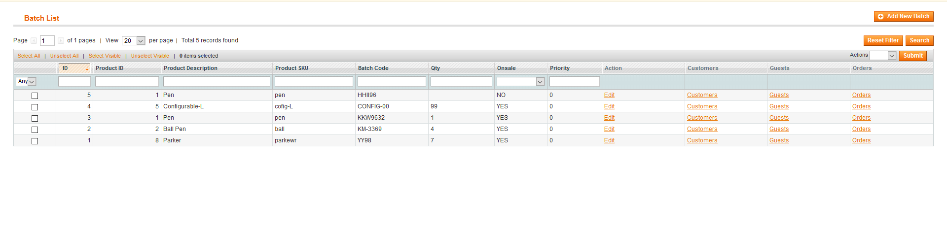 Manage Batchcode Batchcode Magento Admin
