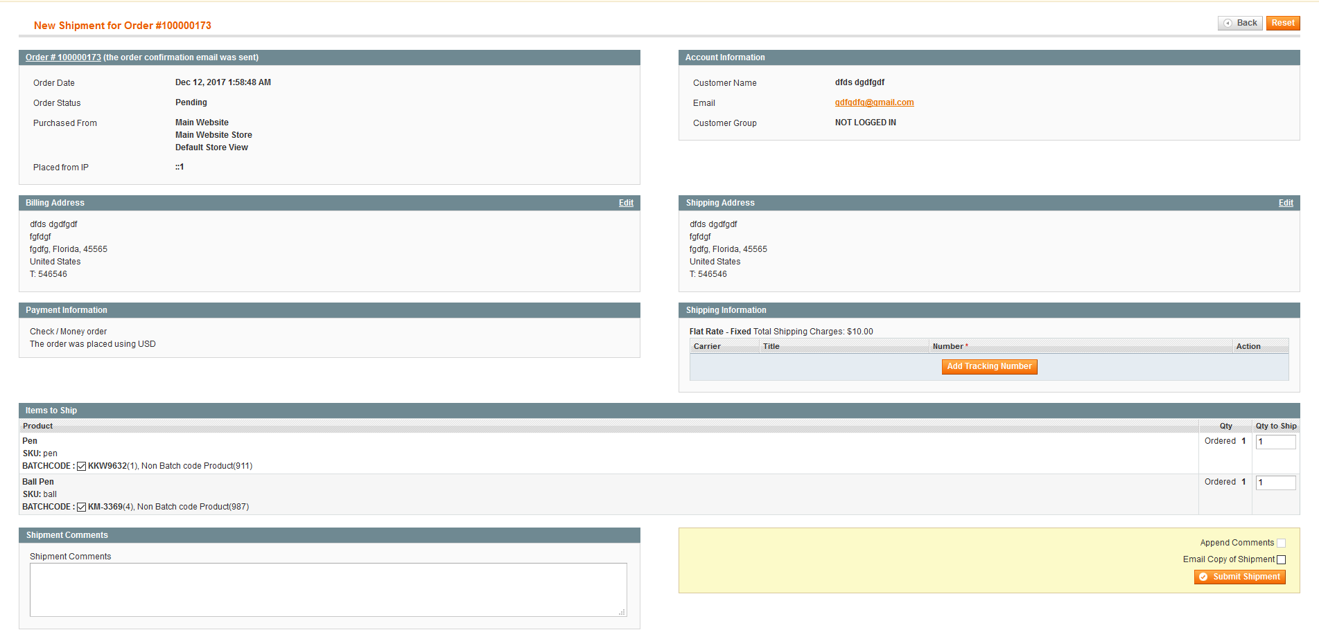 New Shipment Shipments Sales Magento Admin